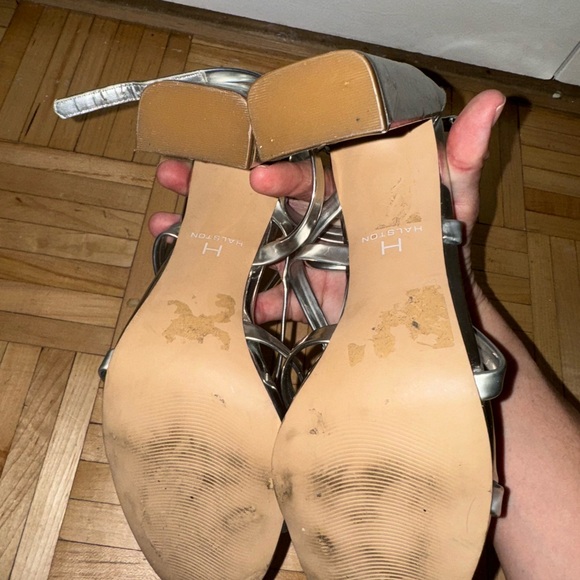 Halston Silver Metallic Block Heels - Picture 5 of 5